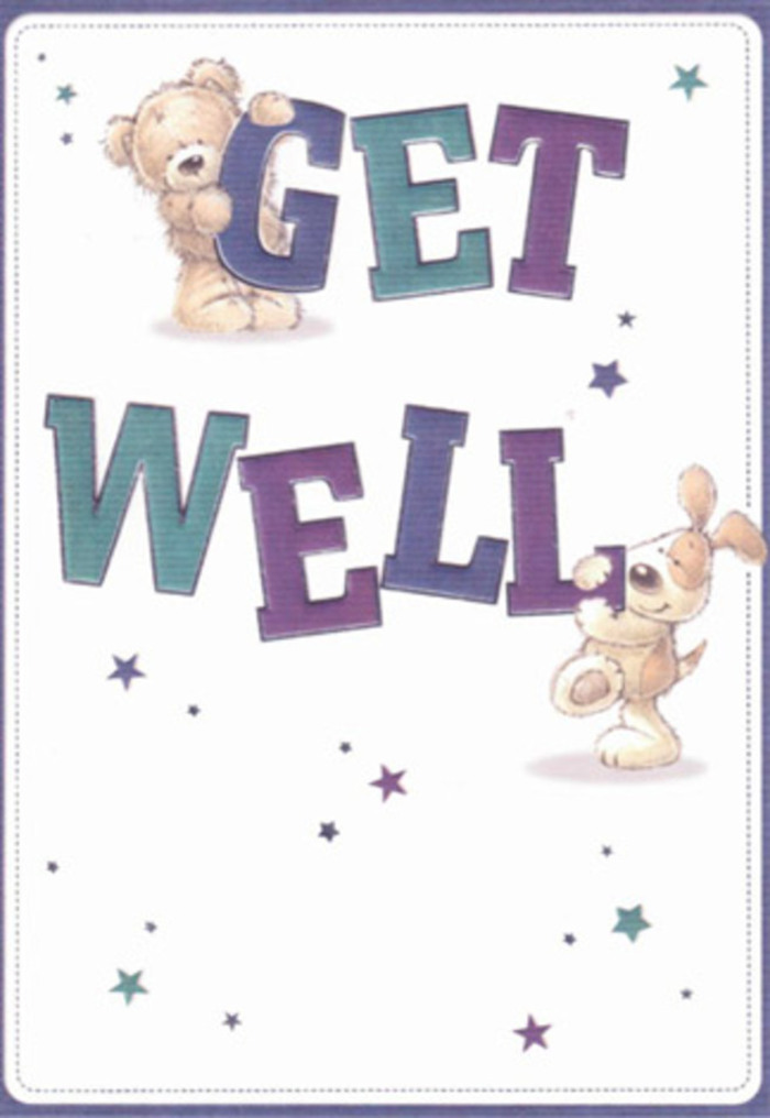 Celebrating kindness and gentle encouragement, this get well card illustration features a whimsical bear and an exuberant puppy-each character artfully depicted with rounded forms and tactile, inviting textures. The bear's fur appears plush and comforting, while the puppy's floppy ears suggest playful devotion, their features radiating the kind of warmth often found in Marylebone's neighbourhood florists. Lively bursts of star-shaped confetti in violet, teal, and soft blue swirl around them, creating a sense of shared good wishes that could easily have been gathered from stories told on Chiltern Street. The typography-bold, rounded, and infused with shades of purple and aqua-anchors the message of hope with cheerful confidence. There's a subtle interplay of light and shadow, enhancing the dimensionality and making each brushstroke feel handcrafted, as if lovingly prepared by a local Marylebone artisan. This card's design evokes the tactile comfort of a hand-tied bouquet delivered to nearby Harley Street-an optimistic gesture imbued with sincerity, perfect for lifting the spirits of someone recovering in our close-knit community.